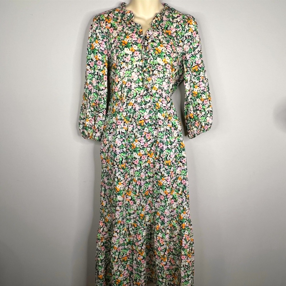 Who What Wear Womens Floral Dobby Cotton Tiered Maxi‎ Dress Prairie Cottage